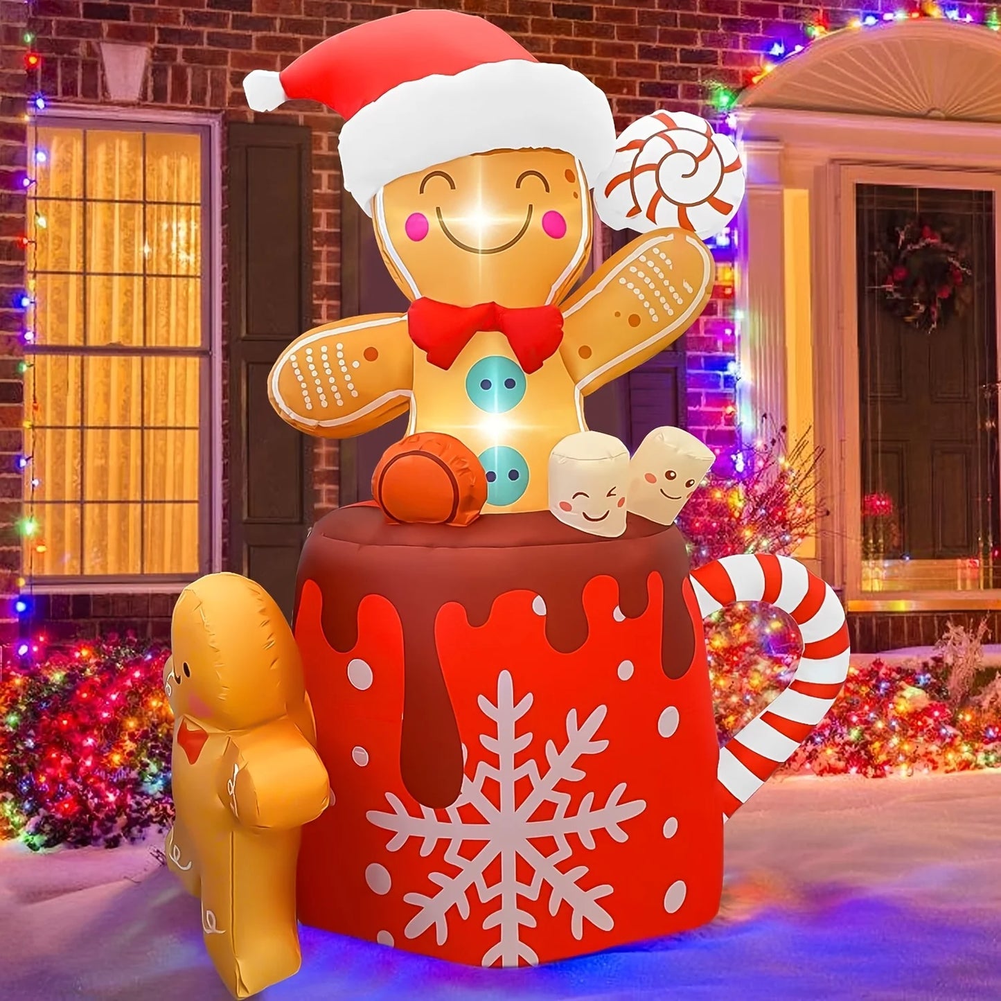 High-concerned Christmas Inflatable Gingerbread Man Yard Decoration