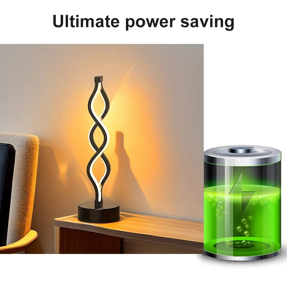 LED Spiral Table Lamp Tricolor Brightness USB Powered