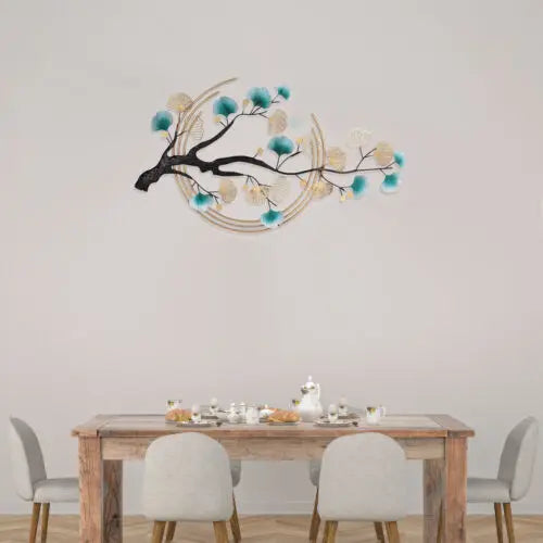 3D Ginkgo Leaf Metal Wall Decor Art Nature Wall Decor Art Wall-mounted Sculpture Decoration for Living Room Bedroom