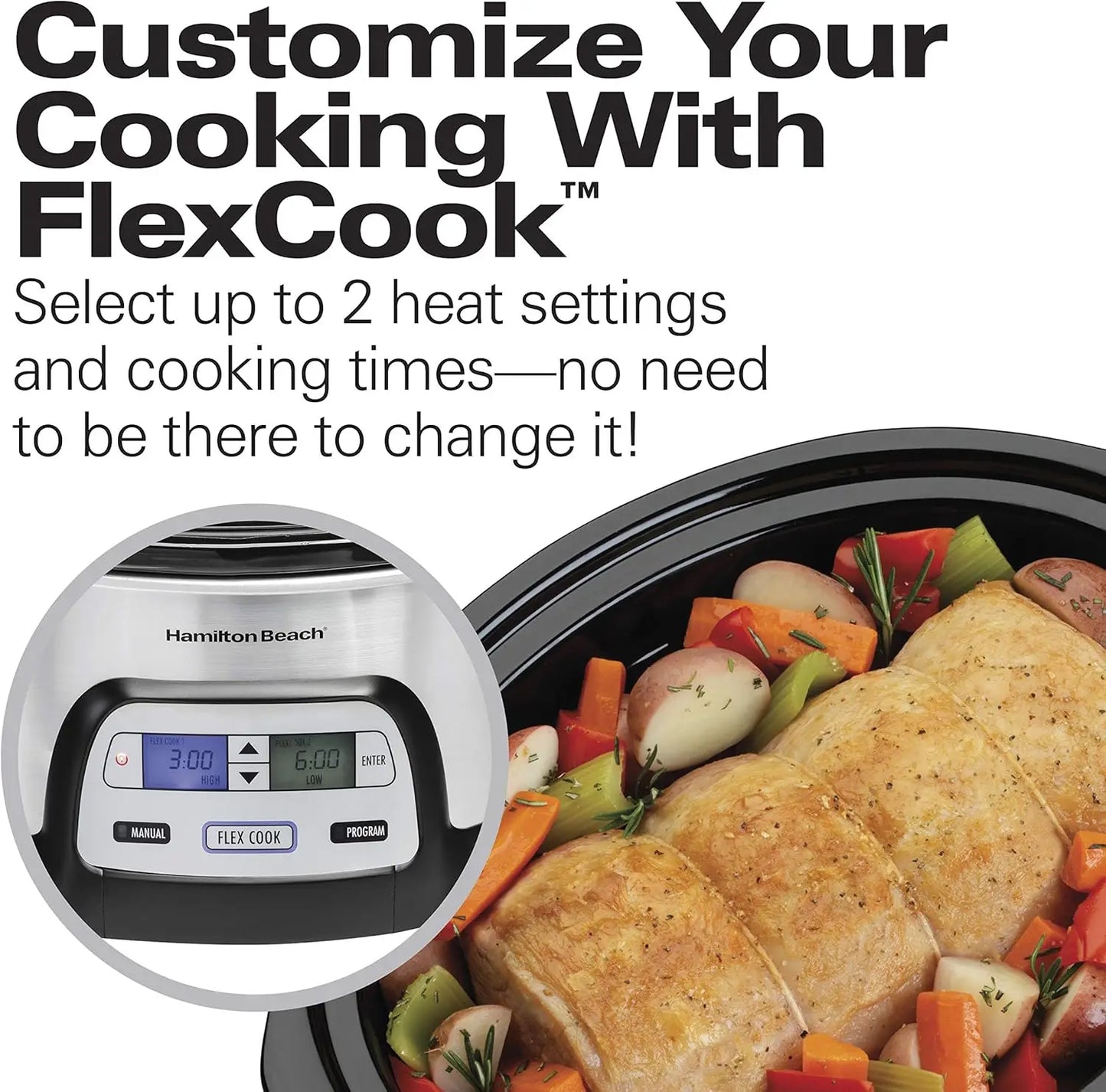 Iosn Portable Programmable Slow Cooker With Dual Timer Lid Lock