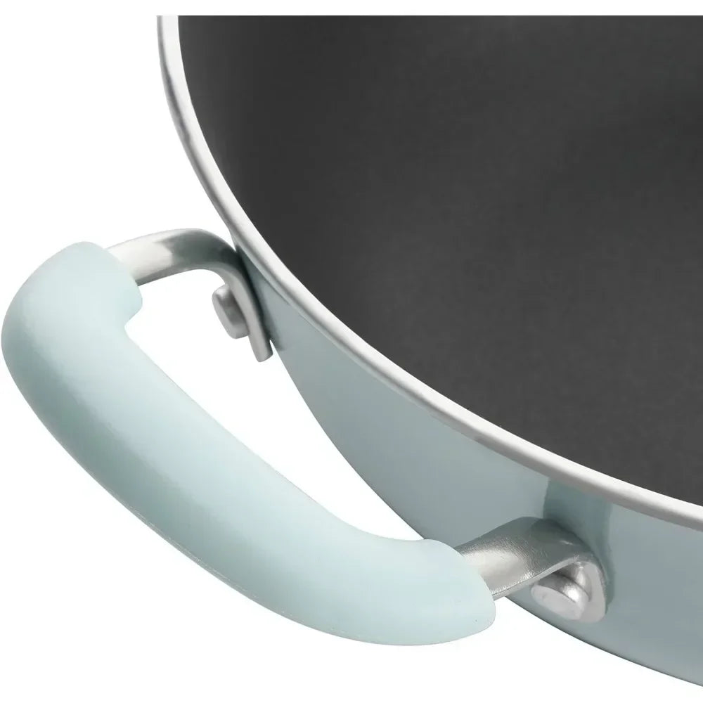 Elite Andover Nonstick Platinum Forged Aluminum Cookware Set, 10-Piece, Glacier Blue