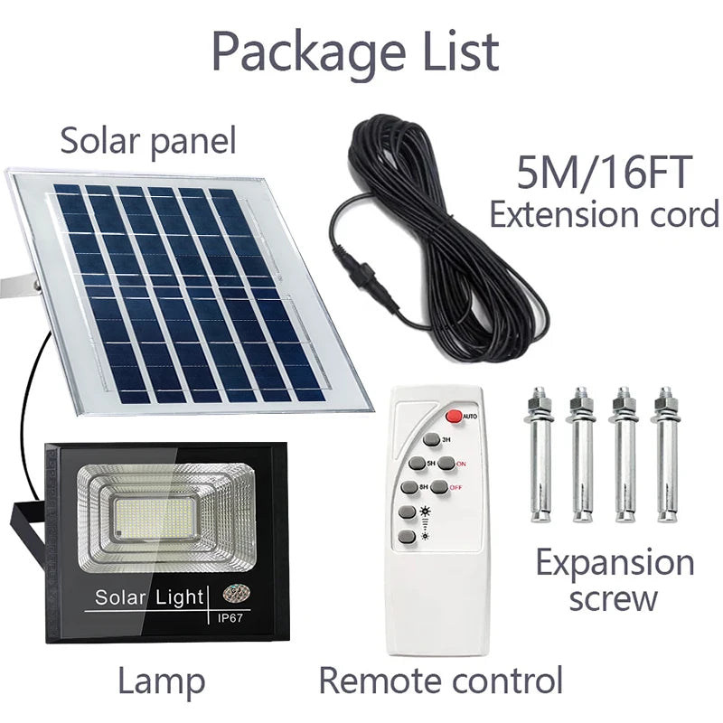 Outdoor Solar Flood Light with Remote Control IP67 for Patio