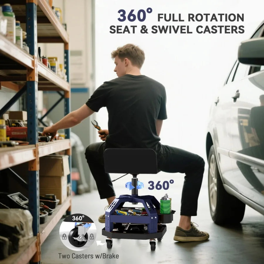 Hign Concerned Rolling Creeper Garage Stool 360 Wheels