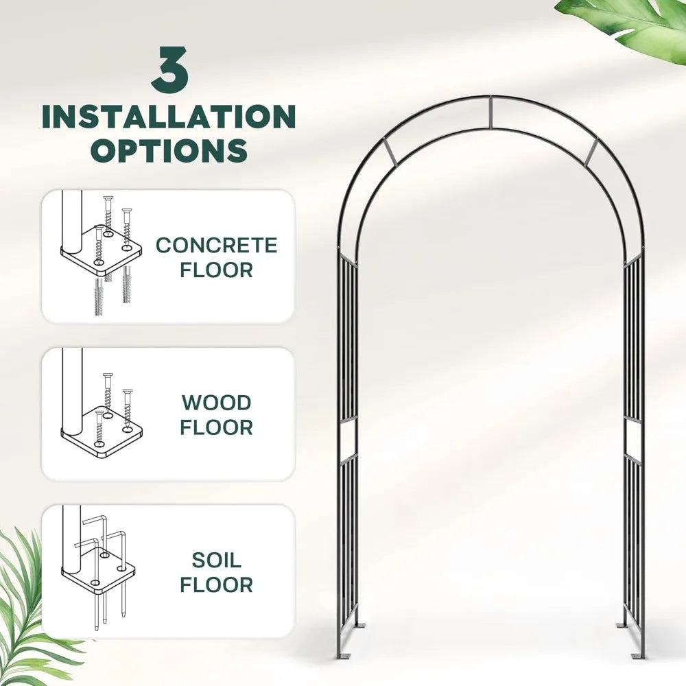 Sturdy Metal Garden Arbor Arch Trellis With Ground Stakes