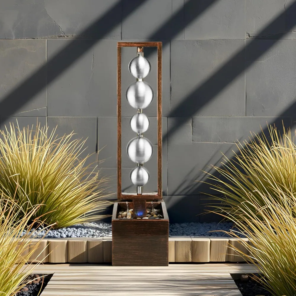 Ferrisland Outdoor Water Fountain With Pump Stainless Sphere