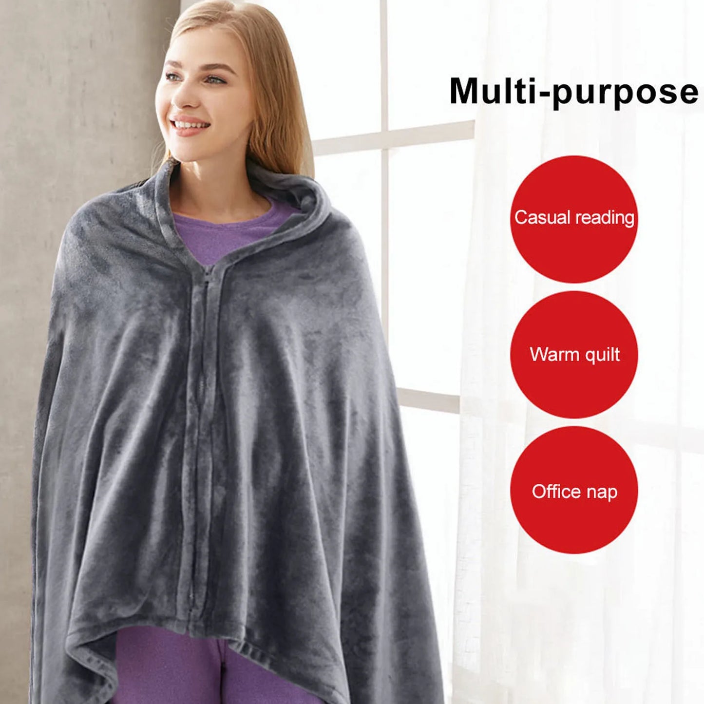 Electric Heated Blanket USB Powered 3 Levels Adjustable Fast Heating Heated Throw Cover for Home