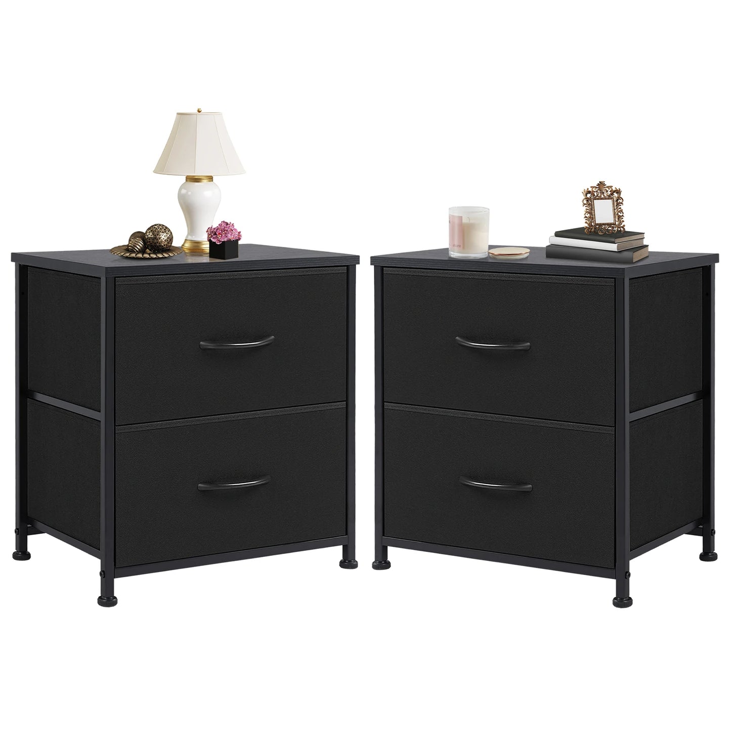 JHK Nightstand Bedside Table With Built In Storage Drawers