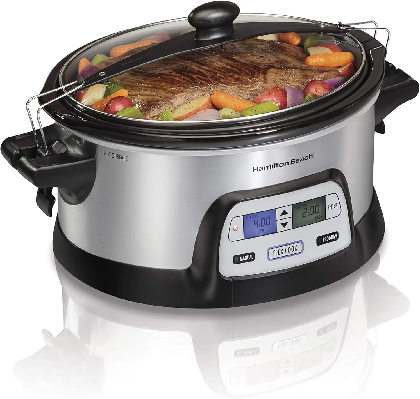 Iosn Portable Programmable Slow Cooker With Dual Timer Lid Lock
