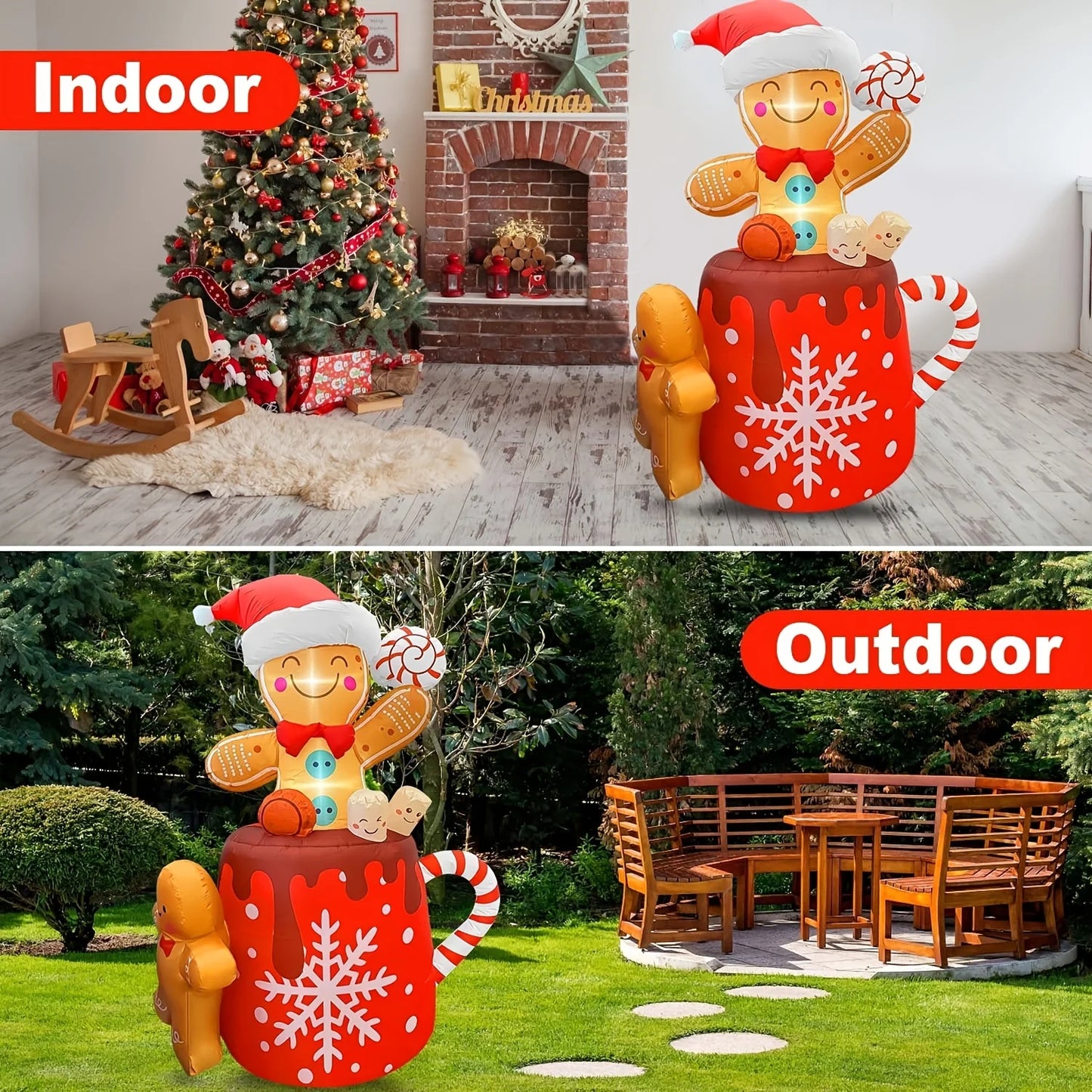 High-concerned Christmas Inflatable Gingerbread Man Yard Decoration