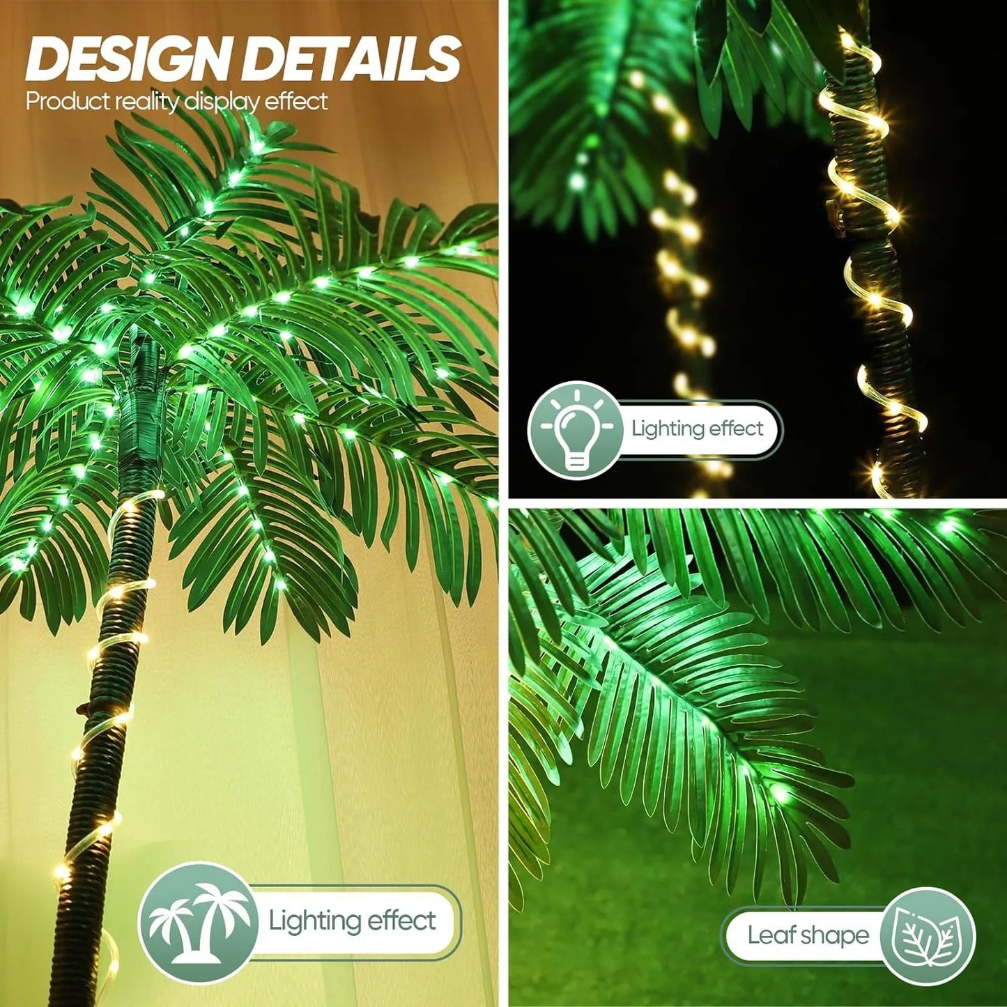 Lighted Palm Tree,6FT 192 LED Artificial Fake Trees Lights Christmas Trees Lights for Outdoor Christmas Decorations Patio Yard