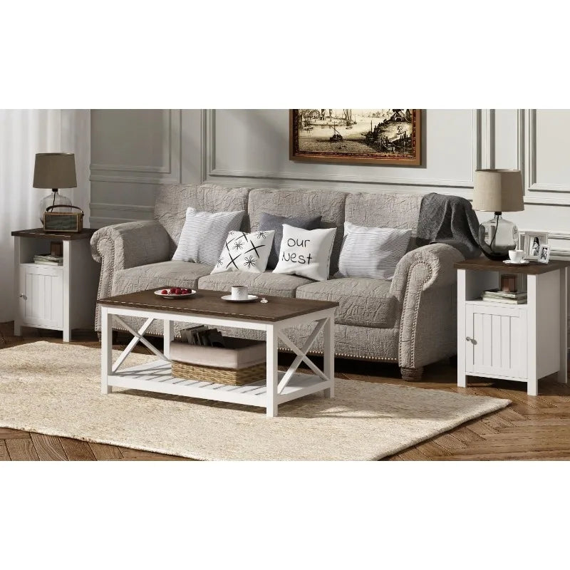 Hign-concerned Farmhouse Nightstands Set Of 2 Rustic Storage