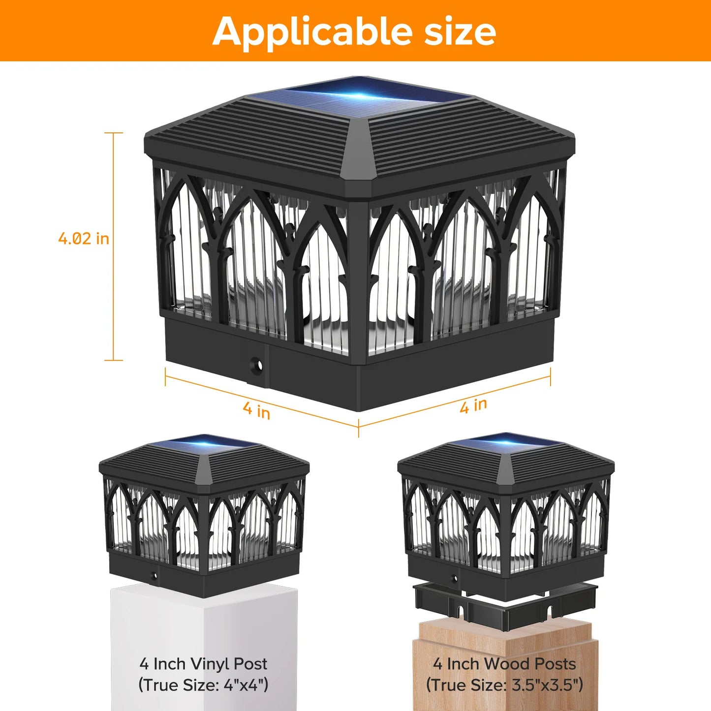 KPSTEK Solar Flame Post Cap Lights With 2 Modes IPX5