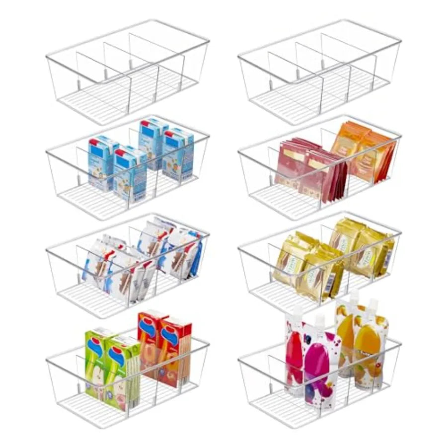 Clear Plastic Food Storage Organizer Bins for Pantry