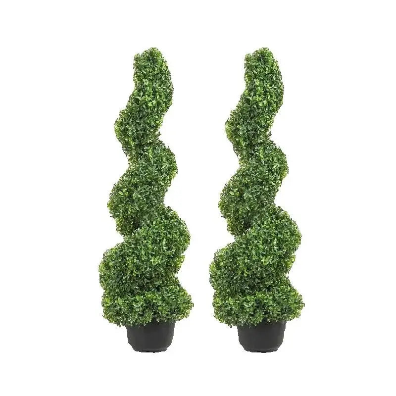 SucceBuy Boxwood Topiary Spiral Artificial Plant Outdoor Decor