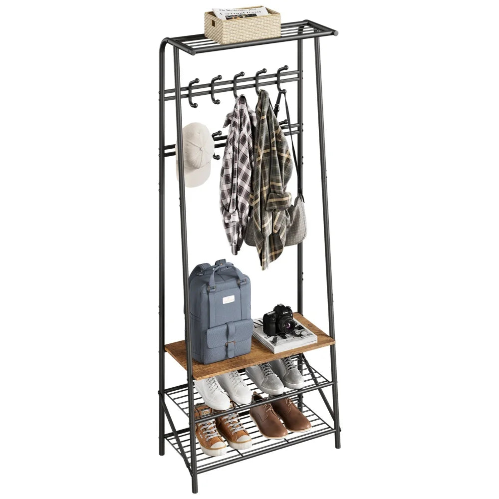 HiMISS Hall Tree With Shoe Storage Bench And 10 Hook Rack