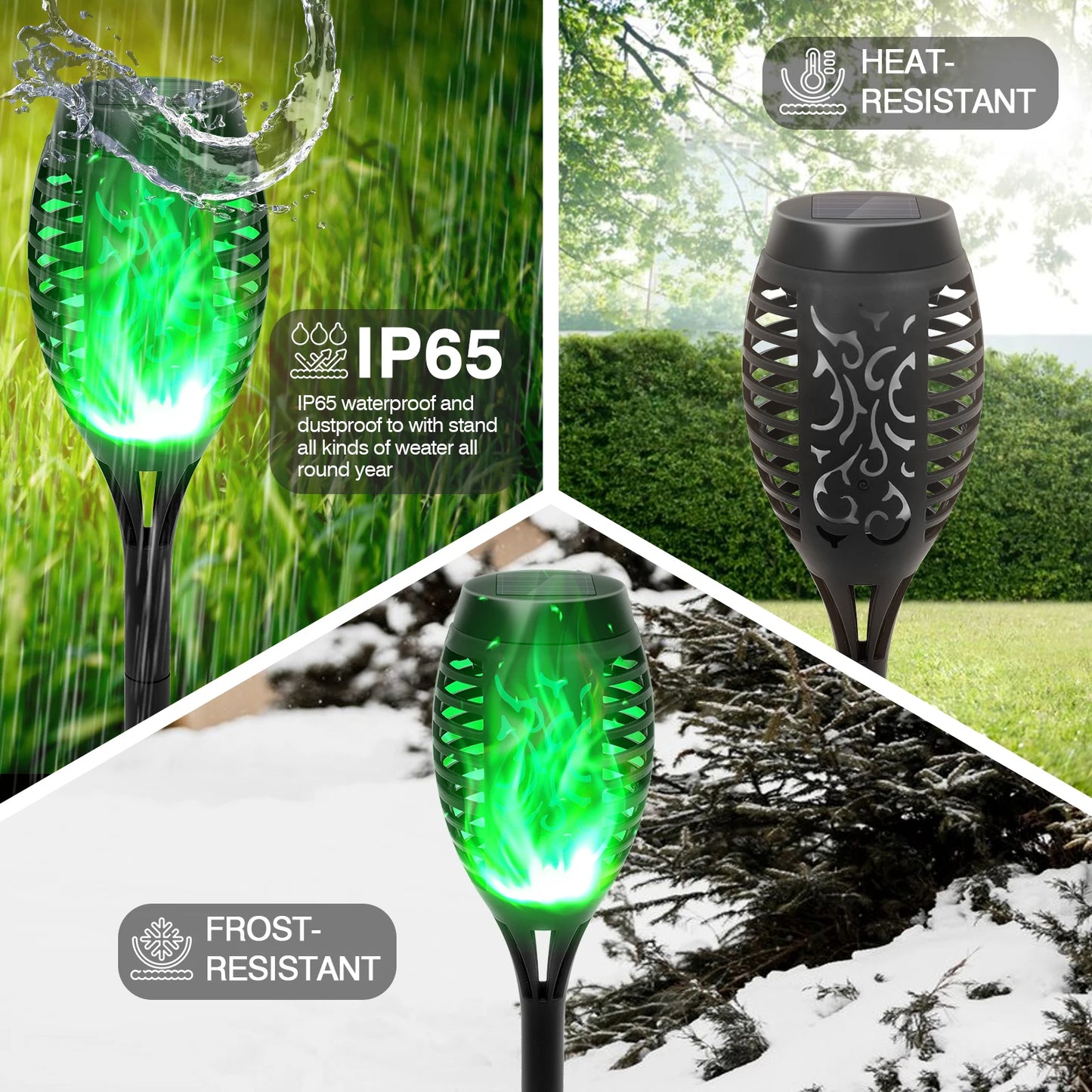 Solar Flame Light Outdoor Flickering Torch For Garden Lawn Patio