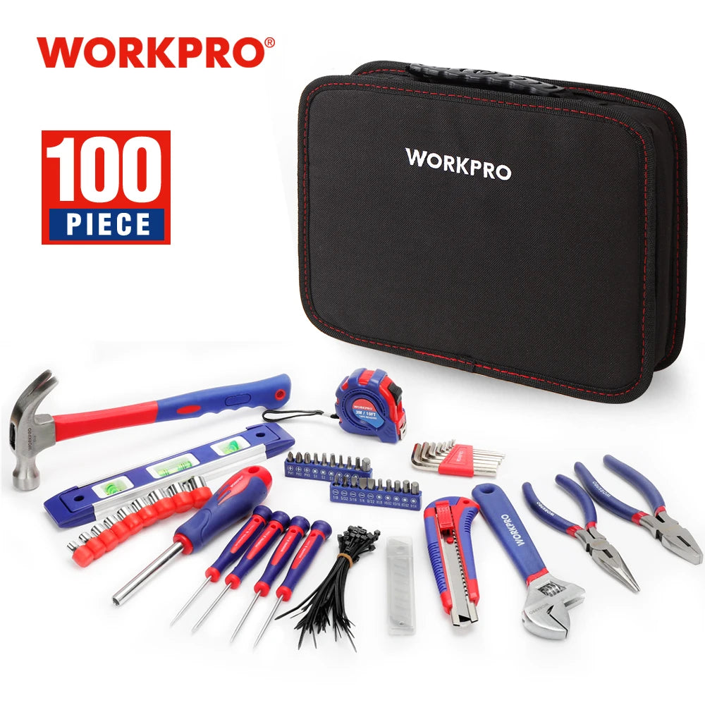 WORKPRO 100Pcs Tool Set Pliers Screwdrivers Sockets Wrenches