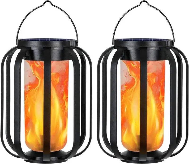 Solar Lantern Outdoor Light With Base Waterproof Flickering Flame Effect