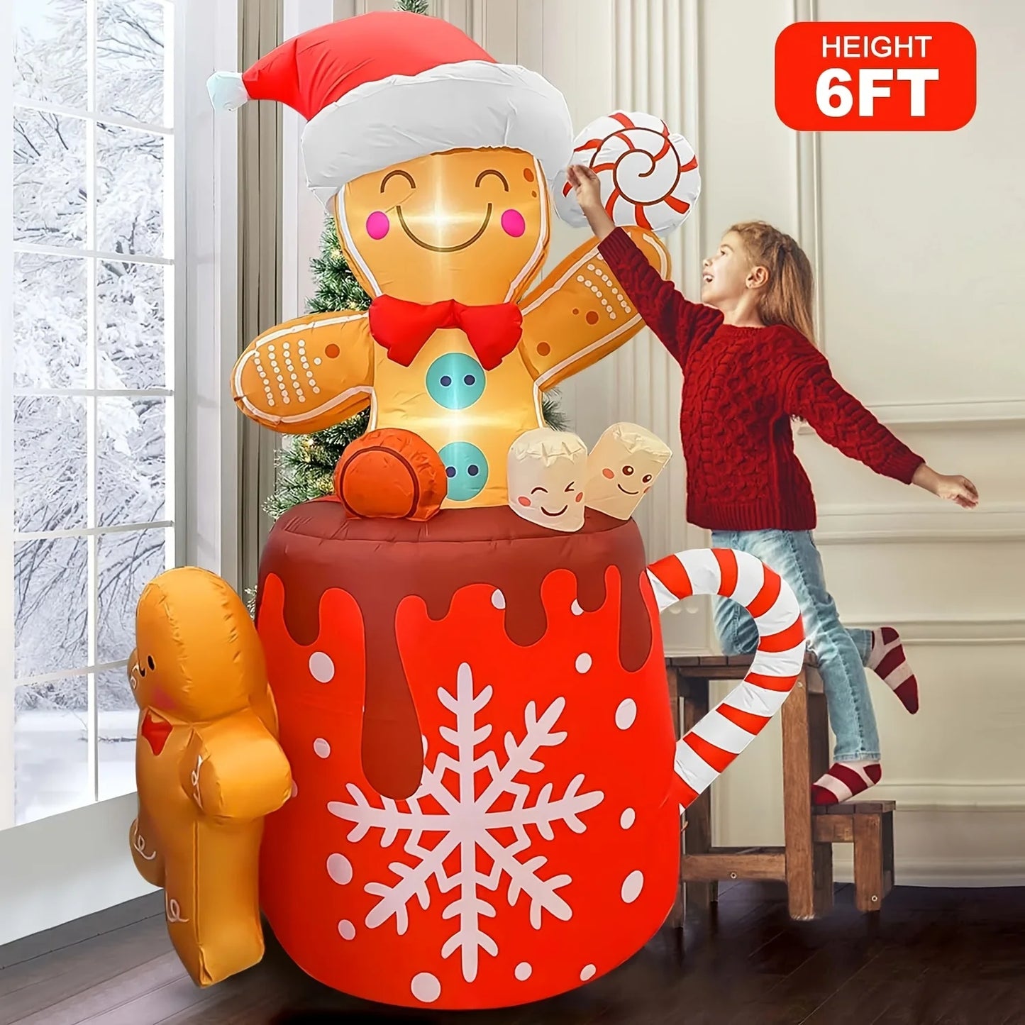 High-concerned Christmas Inflatable Gingerbread Man Yard Decoration