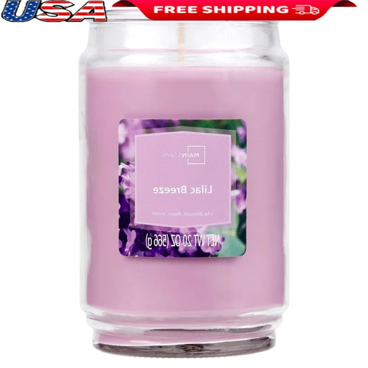 Lilac Breeze Scented Candle 20 oz Single Wick Decorative Glass Jar Aromatic Floral Home Decor Relaxing Gift