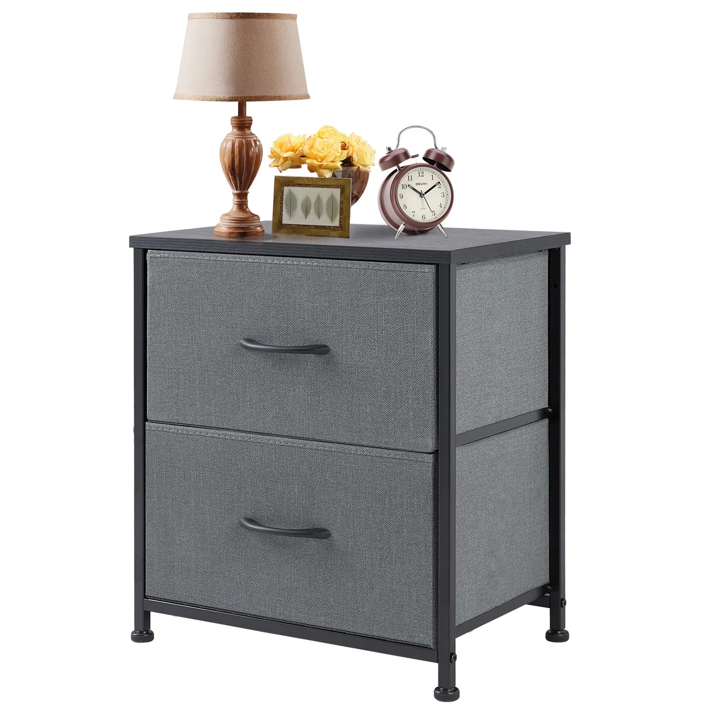JHK Nightstand Bedside Table With Built In Storage Drawers