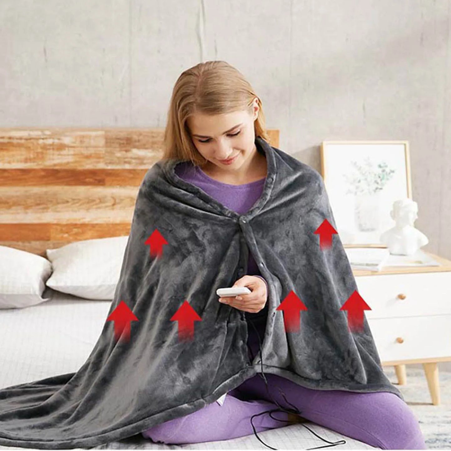 Electric Heated Blanket USB Powered 3 Levels Adjustable Fast Heating Heated Throw Cover for Home