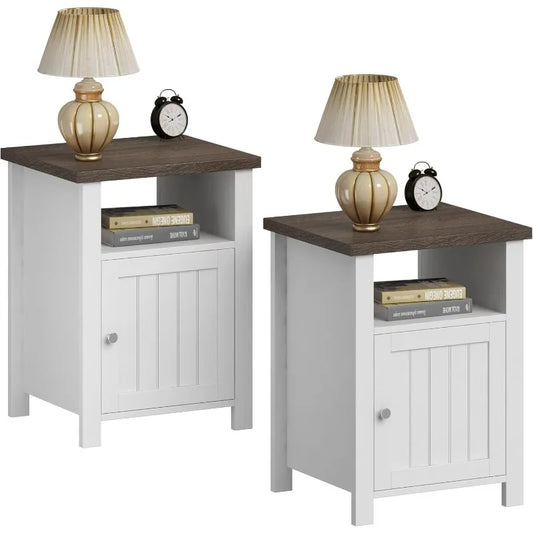 Hign-concerned Farmhouse Nightstands Set Of 2 Rustic Storage