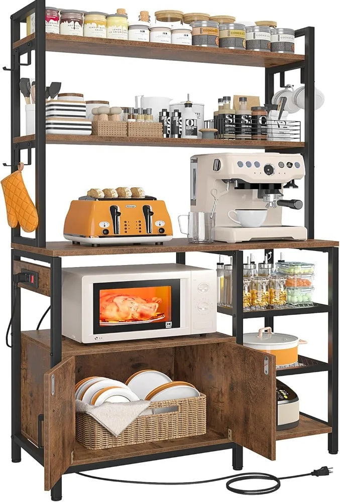 RBXCHign Bakers Rack With Storage Cabinet Microwave