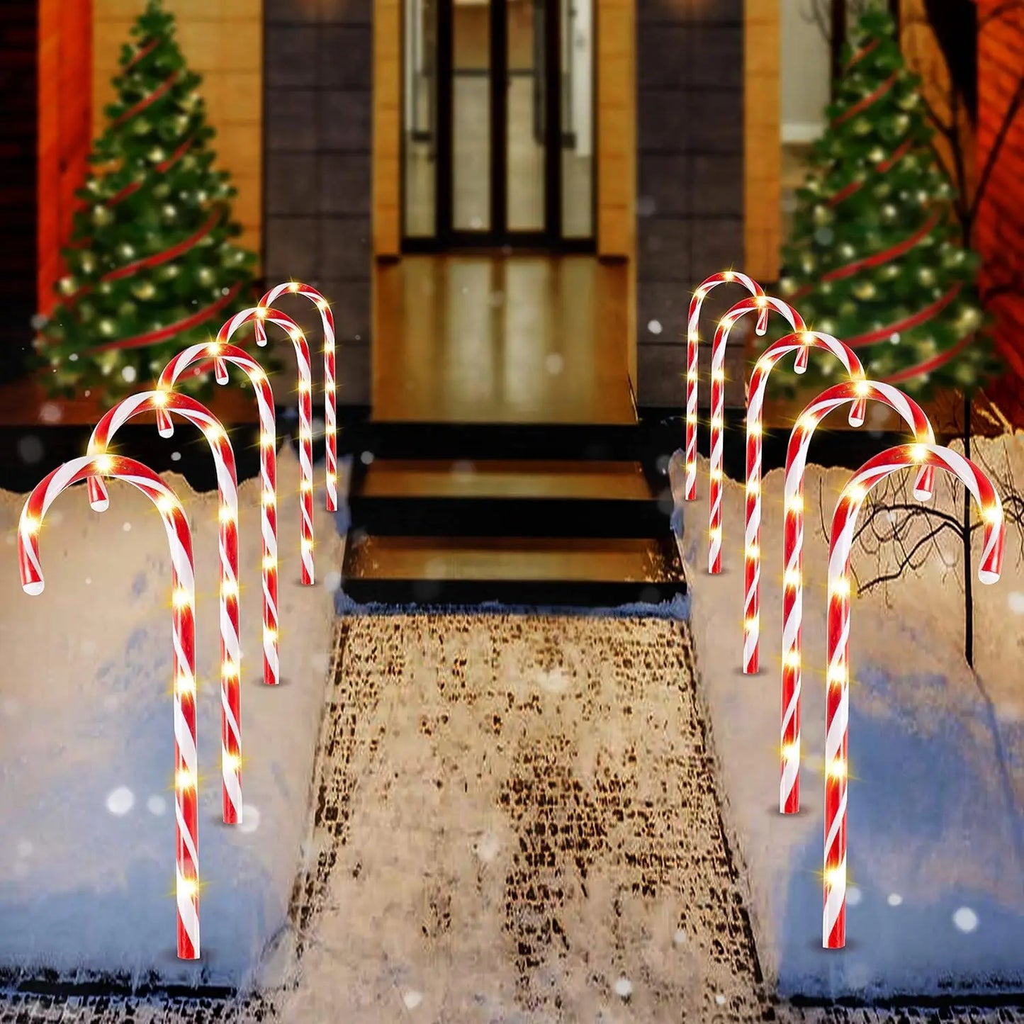 Joyfy Candy Cane Pathway Lights For Outdoor Xmas Decor 12 Pack