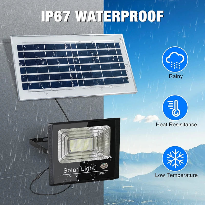 Outdoor Solar Flood Light with Remote Control IP67 for Patio