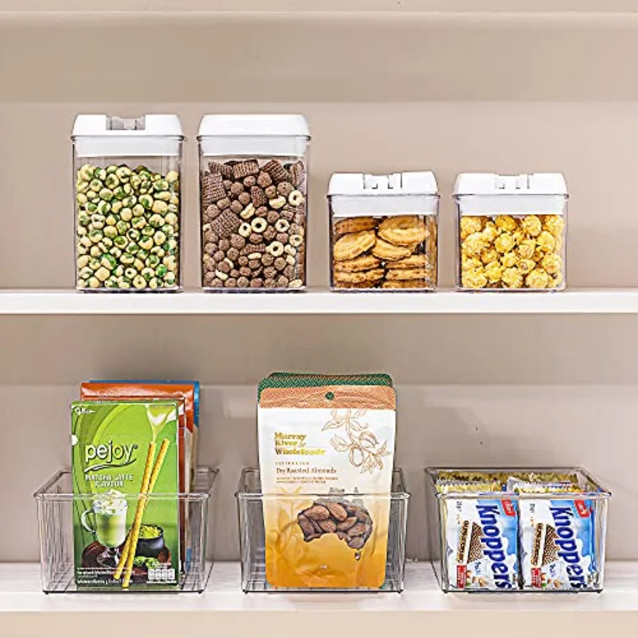 Clear Plastic Food Storage Organizer Bins for Pantry