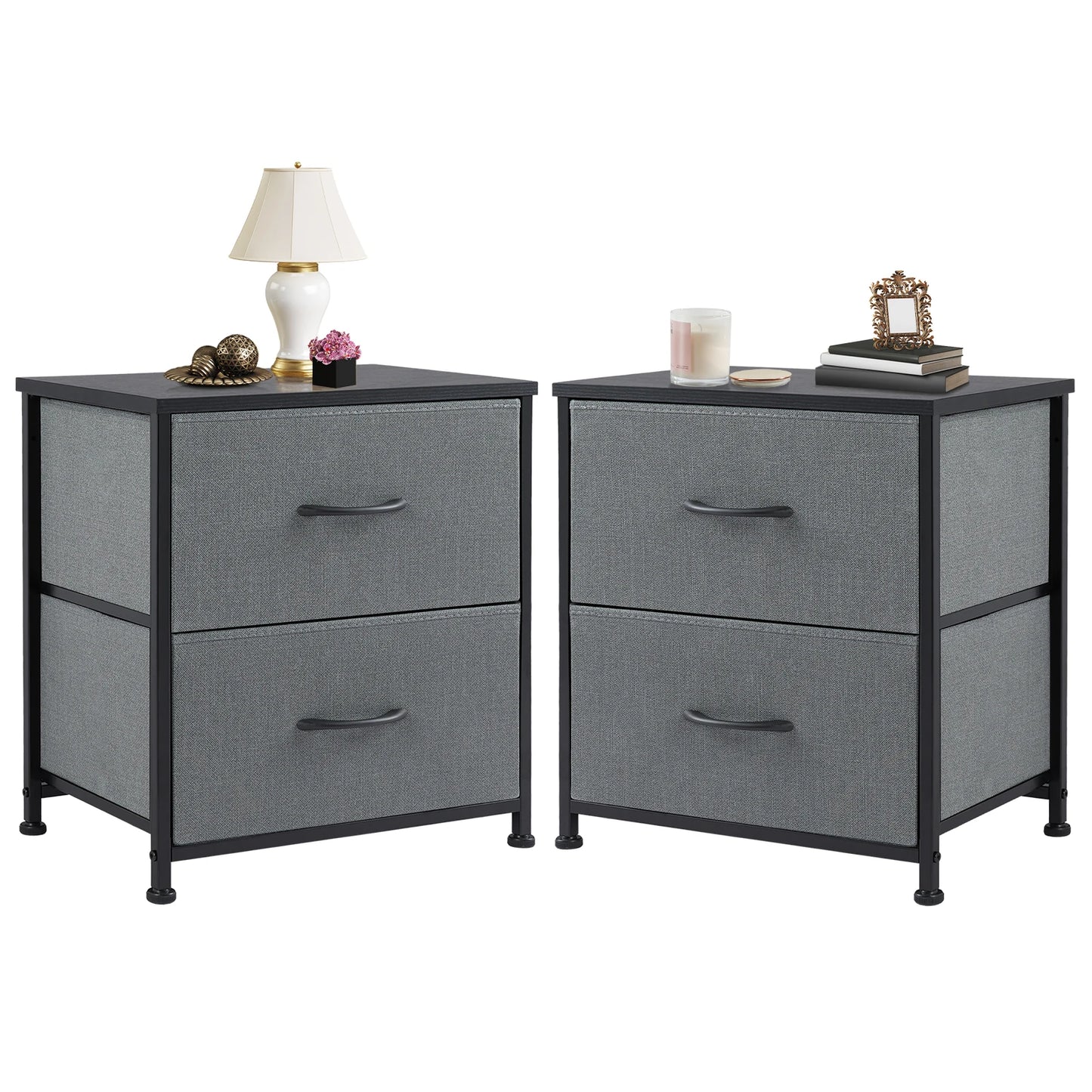 JHK Nightstand Bedside Table With Built In Storage Drawers
