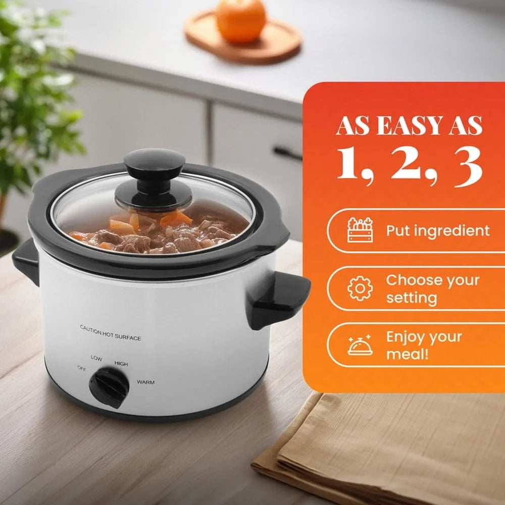 XMSJ Mini Slow Cooker With Glass Lid And Keep Warm