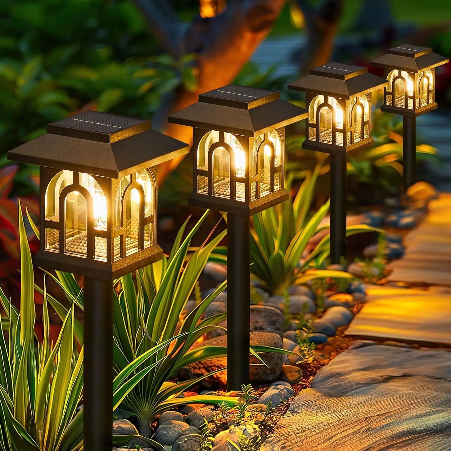 6/10 Pack Solar Pathway Lights Outdoor, Solar Landscape Path Yard Lights, Auto On/Off , for Outside Yard Lawn Patio Walkway