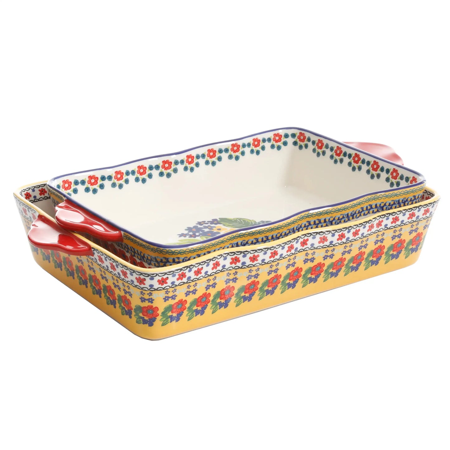 2-Piece Ceramic Bakeware Set Perfect for Any Delicious Dessert or Hearty Casserole