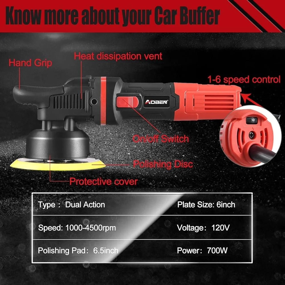 XMSJ Car Buffer Polisher Dual Action Orbital 700W Kit