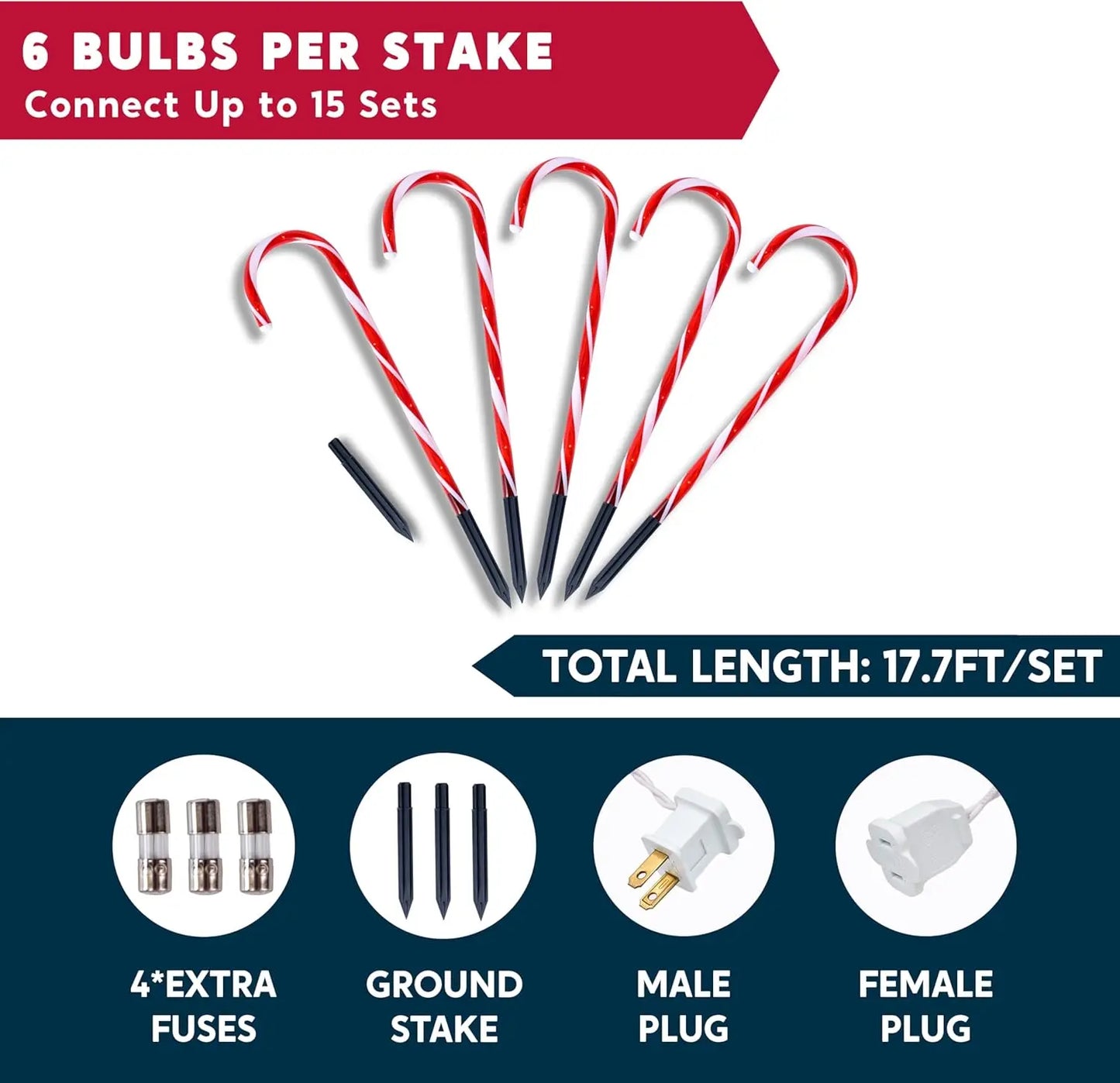 Joyfy Candy Cane Pathway Lights For Outdoor Xmas Decor 12 Pack