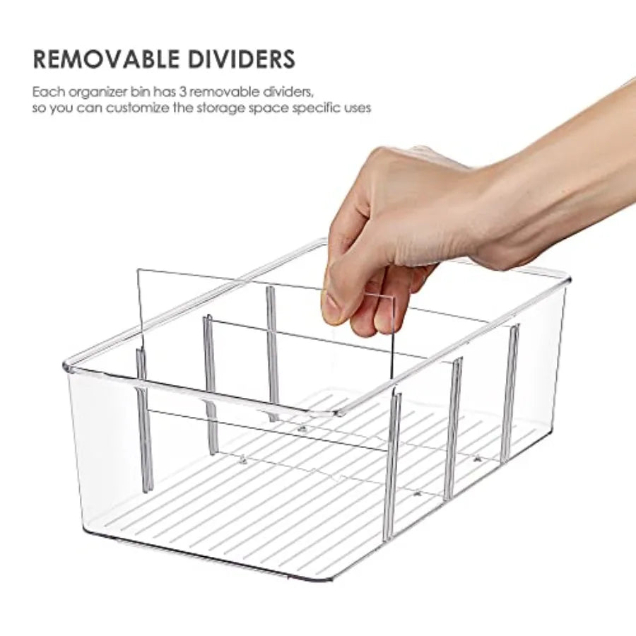 Clear Plastic Food Storage Organizer Bins for Pantry