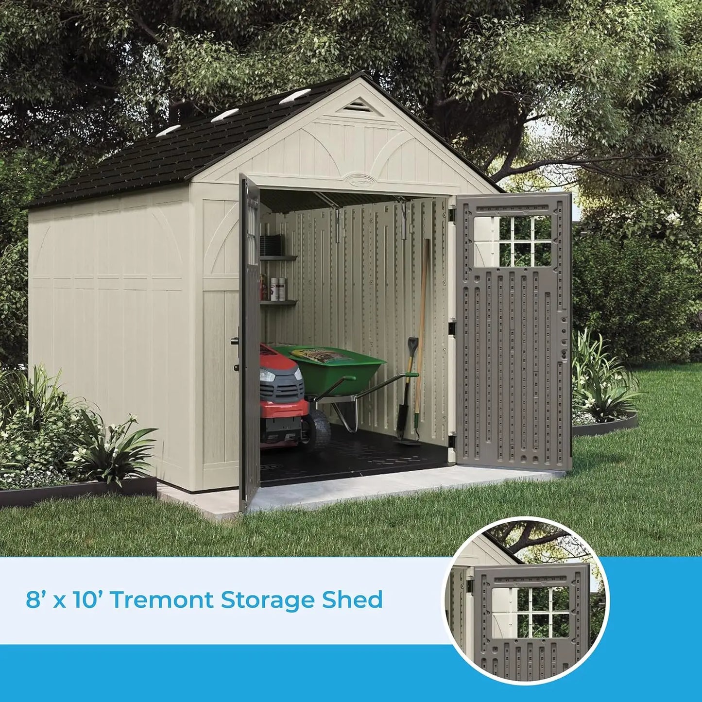 XMSJ Tremont Resin Shed Backyard Storage With Skylights