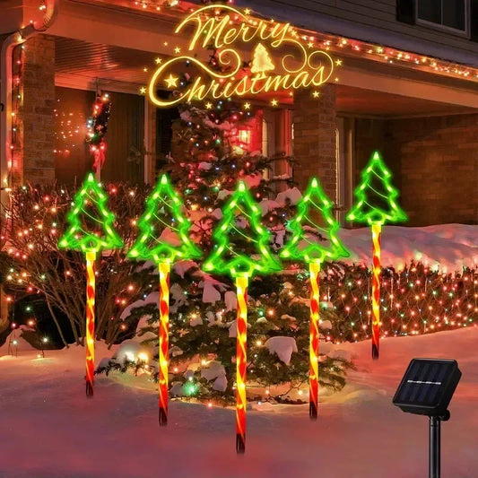 Solar Christmas Tree Ground Lights Outdoor Waterproof Decorative Lamps