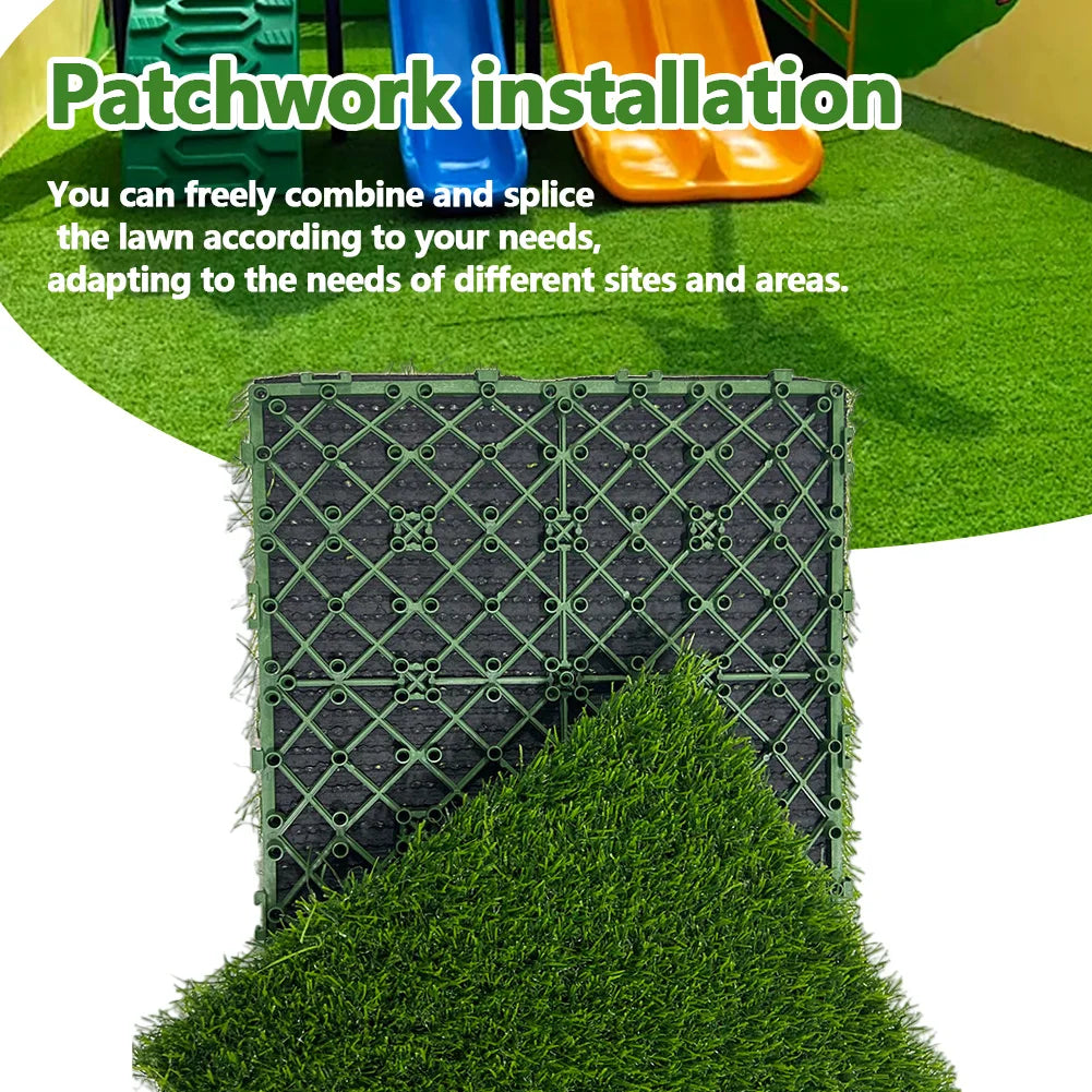 APWIKOGERH Realistic Fake Grass Deck Tiles Interlocking Mat