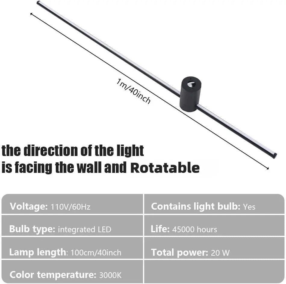 1pcs 40inch LED Linear Wall Lamp, Indoor Long Strip Lighting Fixture IP67 Waterproof Wall Sconce, Wiring Installation Required