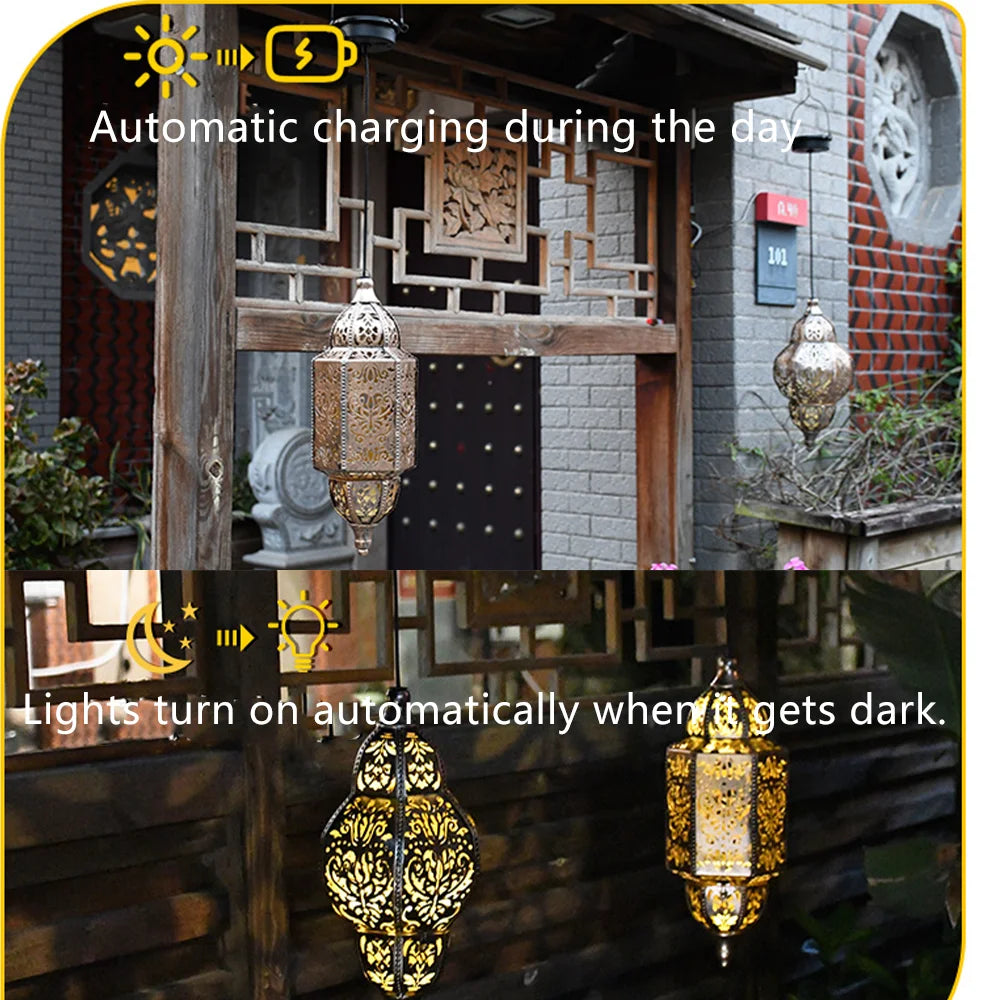 Outdoor Solar Moroccan Lantern Projector Lamp For Garden