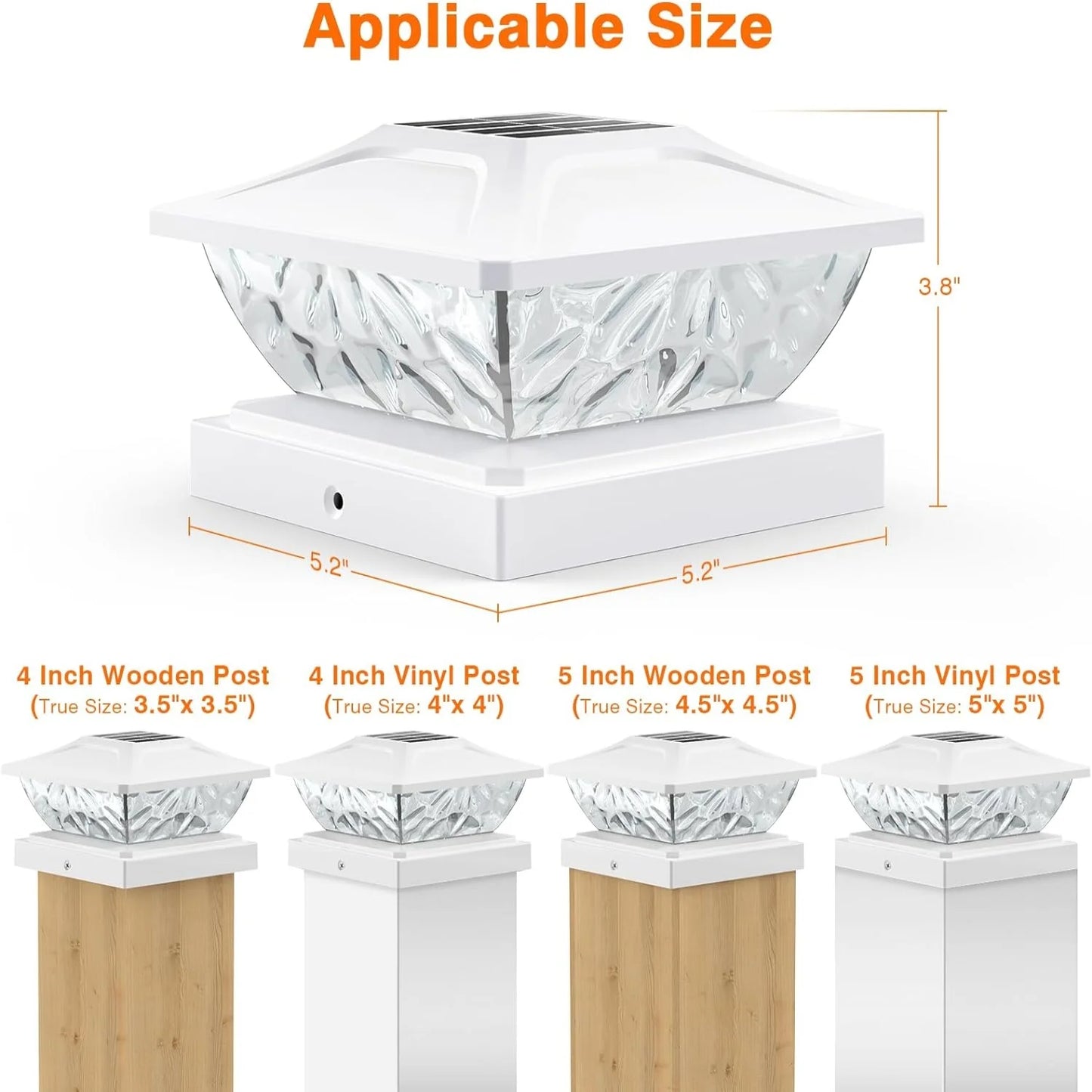 4/6/8/12 Pack 2 Mode Bright Solar Post Lights, Solar Powered Deck Lights for 4x4 4.5x4.5 5x5 Posts in Garden Decor, White