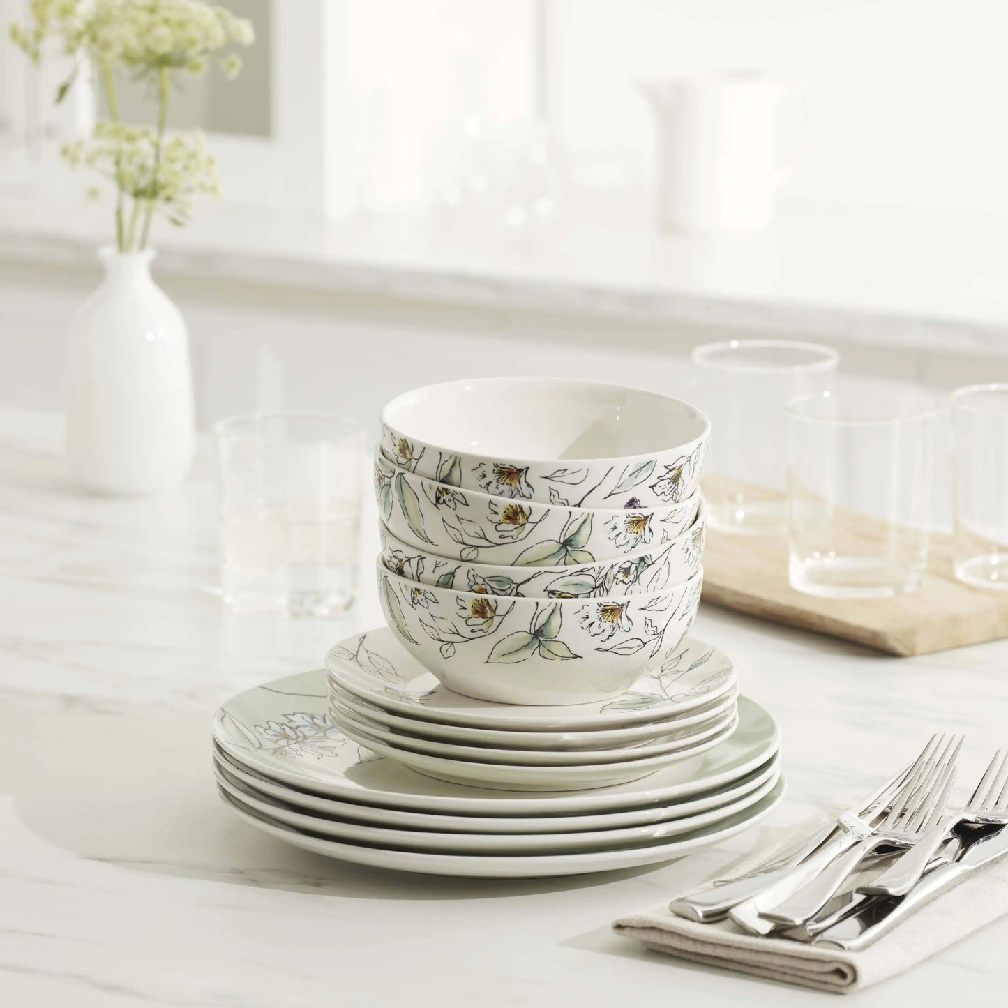 Entertain 365 12-Piece Botanica Dinnerware Set (Service for 4)