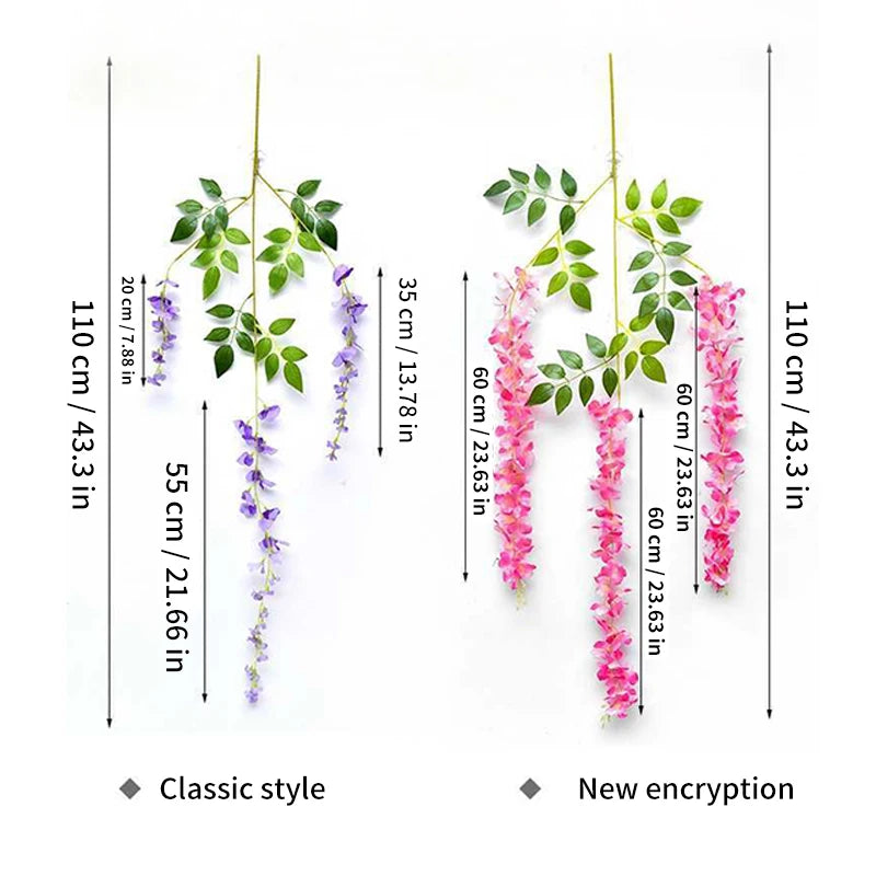 Artificial Wisteria Hanging Garland Rattan Faux Flowers Wedding Decor