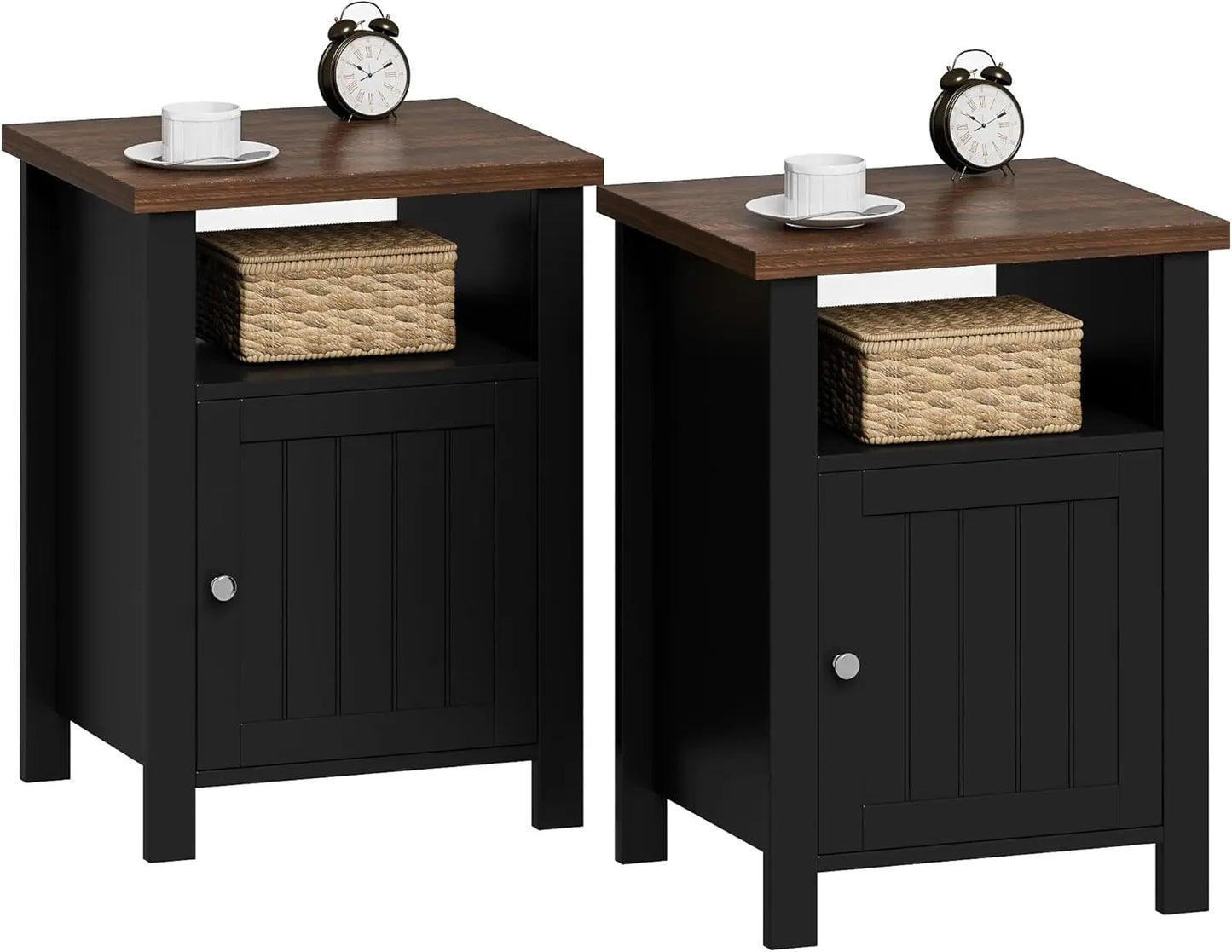 Hign-concerned Farmhouse Nightstands Set Of 2 Rustic Storage