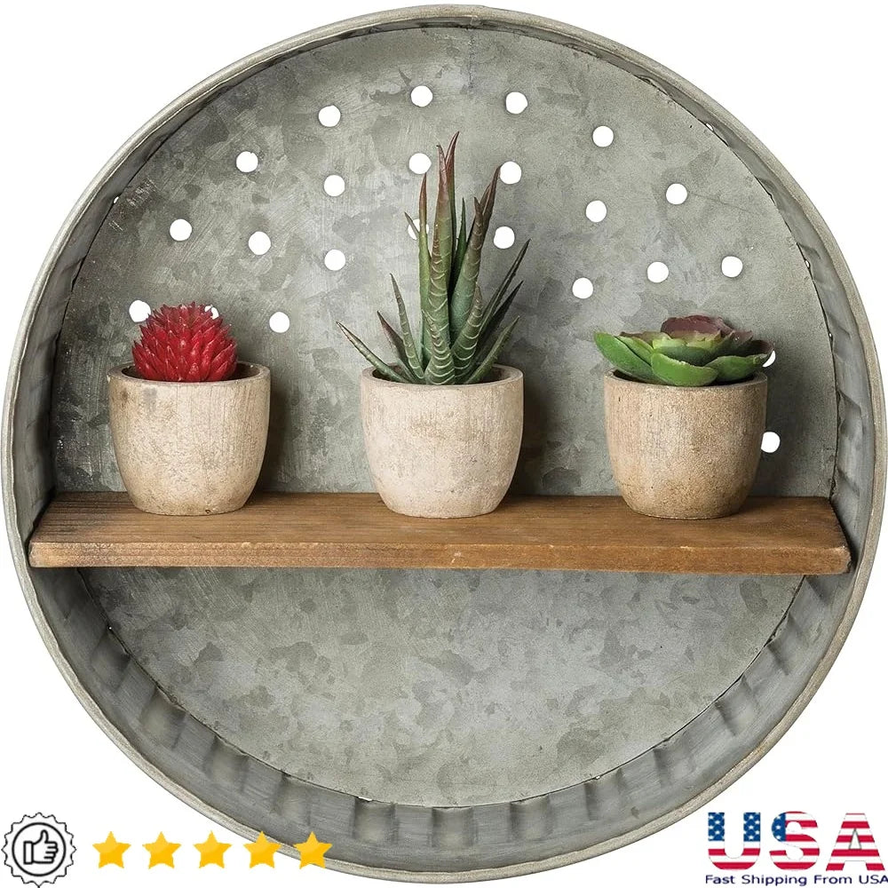 Rustic Distressed Wall Shelf Handmade Metal Wood Decor Kitchen Living Room Bedroom Farmhouse Aesthetic Storage Solution
