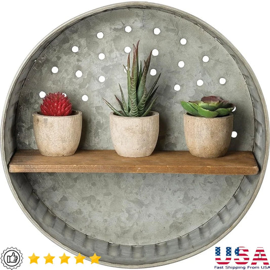 Rustic Distressed Wall Shelf Handmade Metal Wood Decor Kitchen Living Room Bedroom Farmhouse Aesthetic Storage Solution