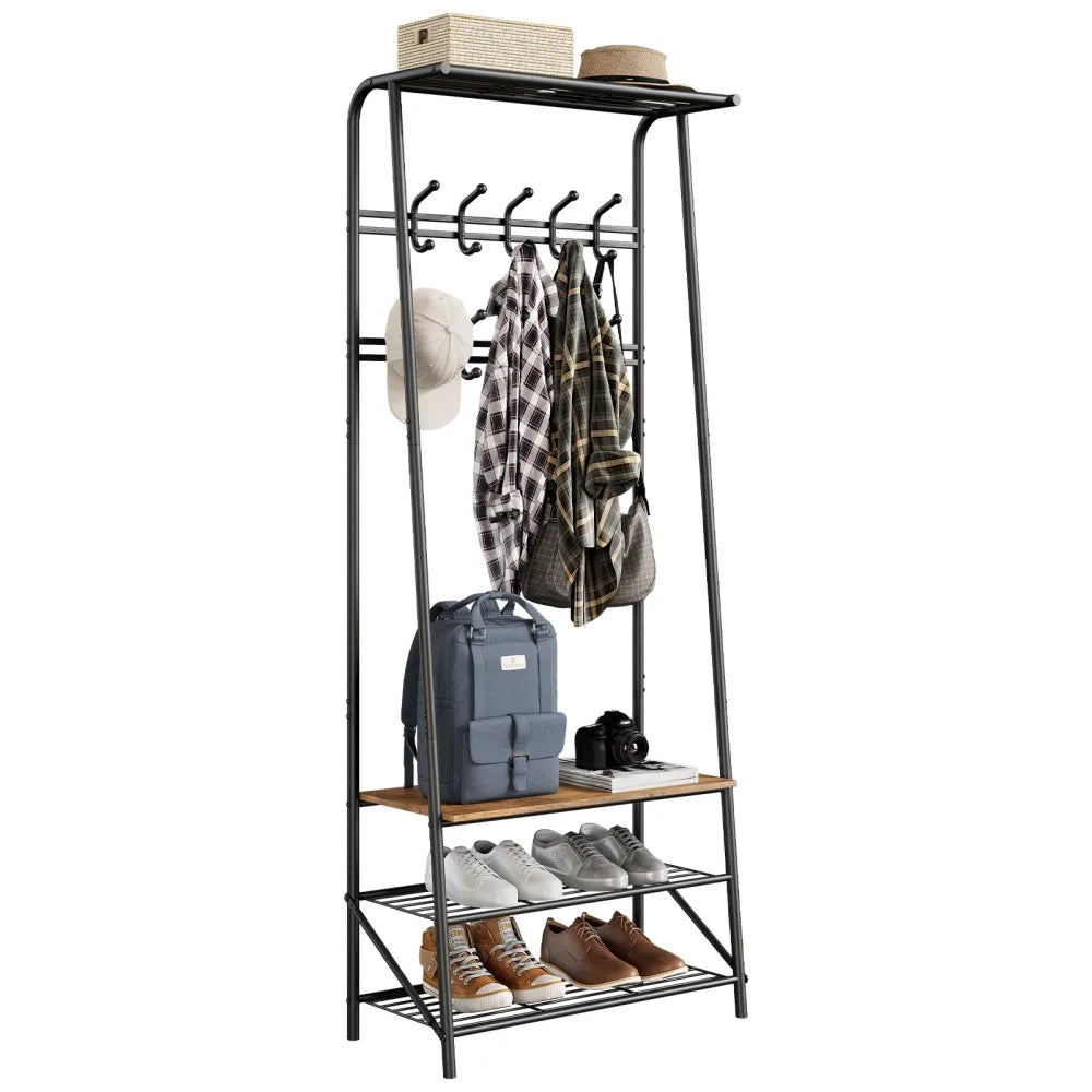 HiMISS Hall Tree With Shoe Storage Bench And 10 Hook Rack
